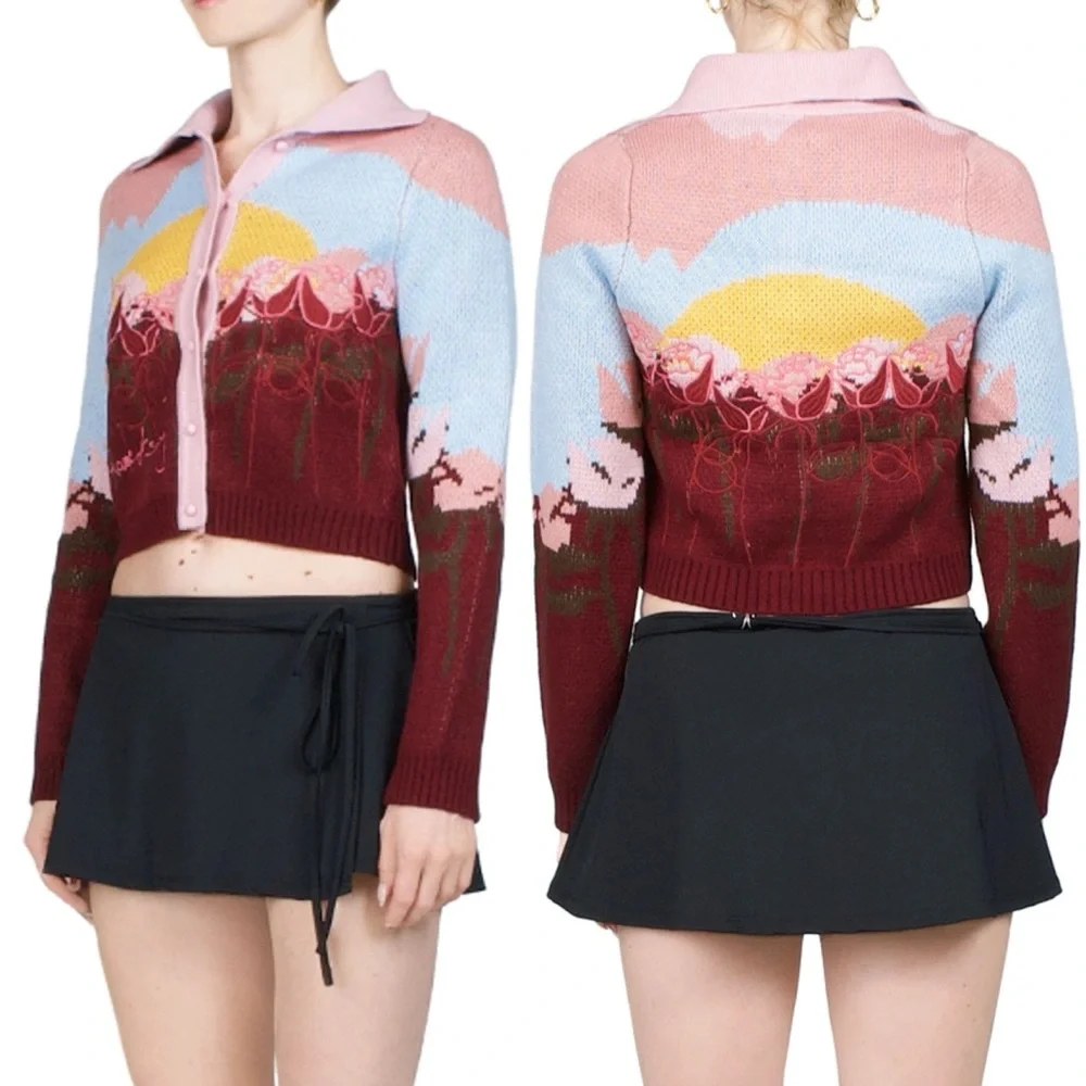 House of Sunny Garden of Eden Tripper Intarsia Cardigan XS US 2 NWT - Picture 8 of 16